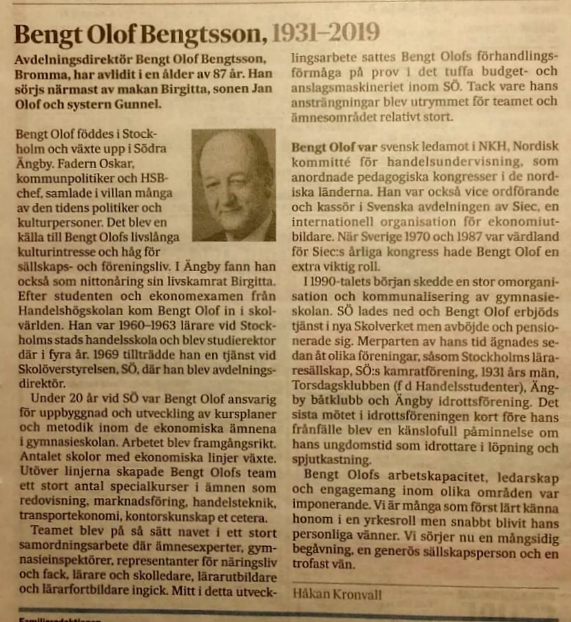 Håkan Kronvall minnesruna SvD 4 mars